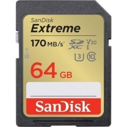 Tarjeta de Memoria SanDisk Extreme 64GB SD XC UHS-I Clase 10- 170MBs