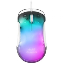 Ratón Gaming Mars Gaming MMGLOWW- Hasta 12800 DPI- Blanco