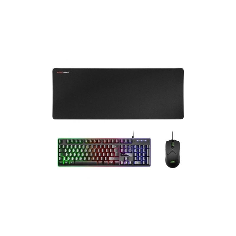 Pack Gaming Mars Gaming MCPX- Teclado H-MECH + Ratón Óptico + Alfombrilla- Negro