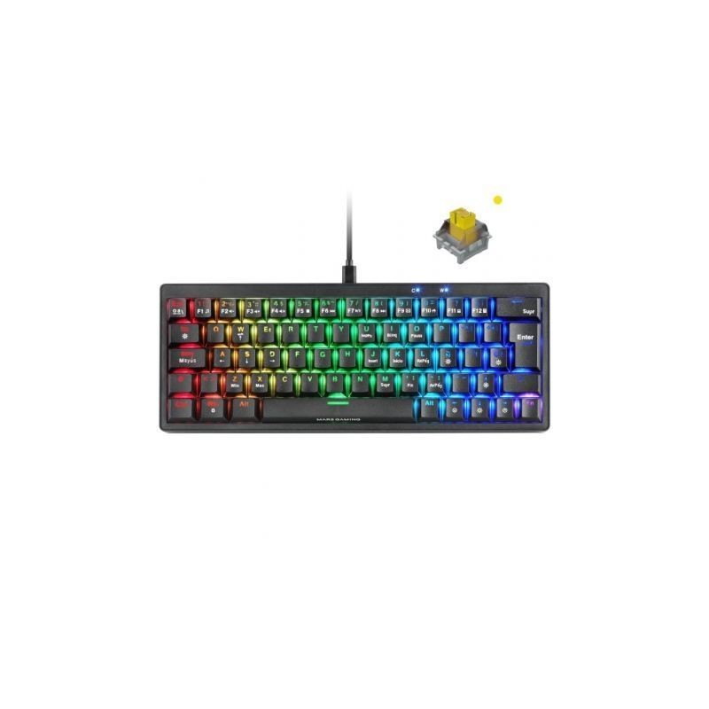 Teclado Gaming Mecánico Mars Gaming MKMINIPRO- Switch Amarillo- Negro