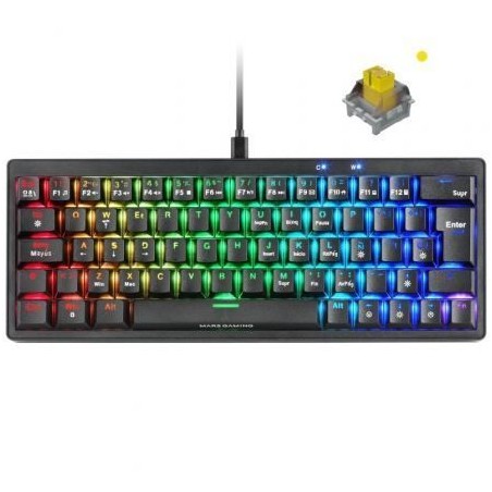 Teclado Gaming Mecánico Mars Gaming MKMINIPRO- Switch Amarillo- Negro