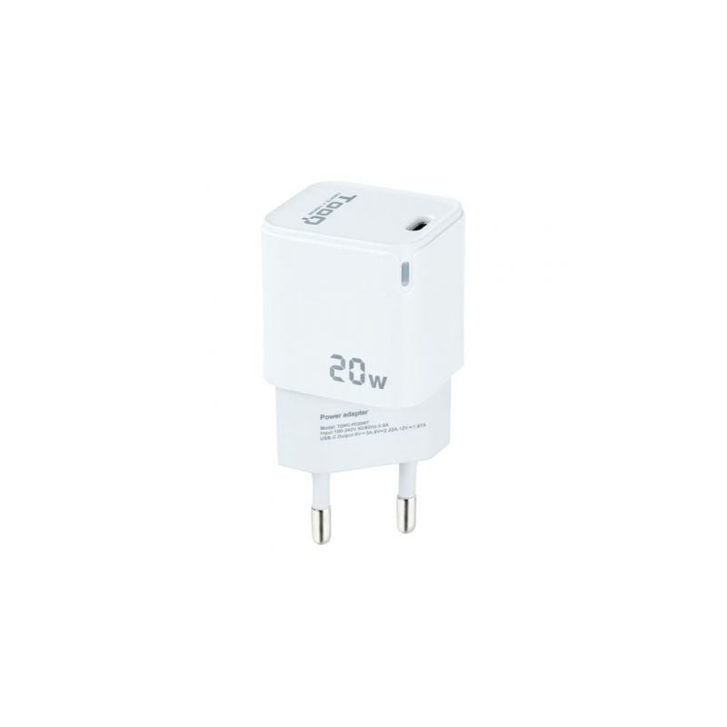 Cargador de Pared TooQ TQWC-PD20WT- 1xUSB Tipo-C- 20W- Blanco