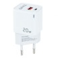 Cargador de Pared TooQ TQWC-QCPD20WT- 1xUSB-Tipo C- 1x USB- 20W- Blanco