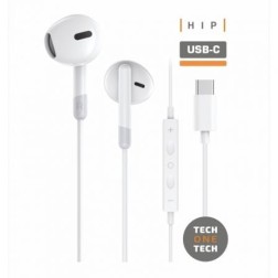 Auriculares Intrauditivos Tech One Tech earTECH TEC1301- con Micrófono- USB Tipo-C- Blancos