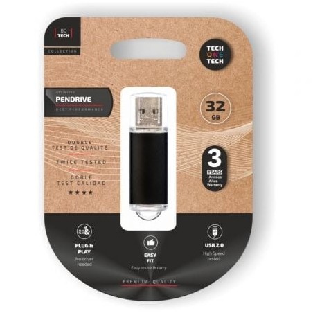 Pendrive 32GB Tech One Tech Basic USB 2-0- Negro