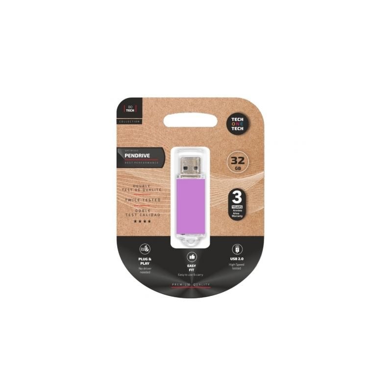 Pendrive 32GB Tech One Tech Basic USB 2-0- Purpura Claro