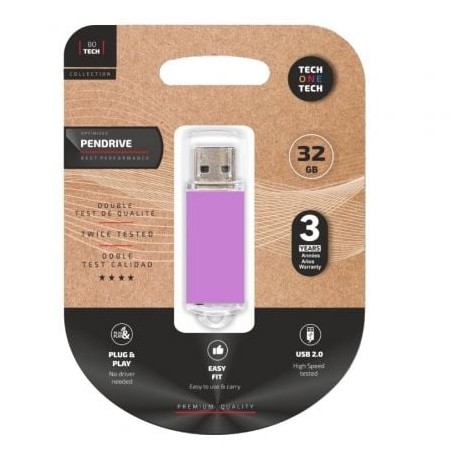 Pendrive 32GB Tech One Tech Basic USB 2-0- Purpura Claro