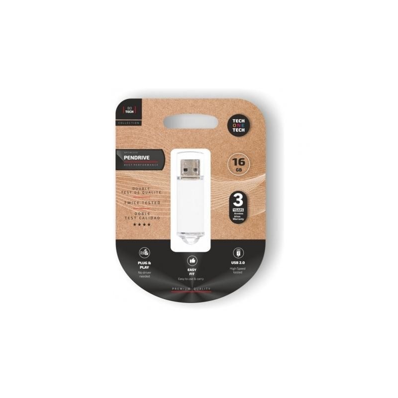 Pendrive 16GB Tech One Tech Basic USB 2-0- Blanco