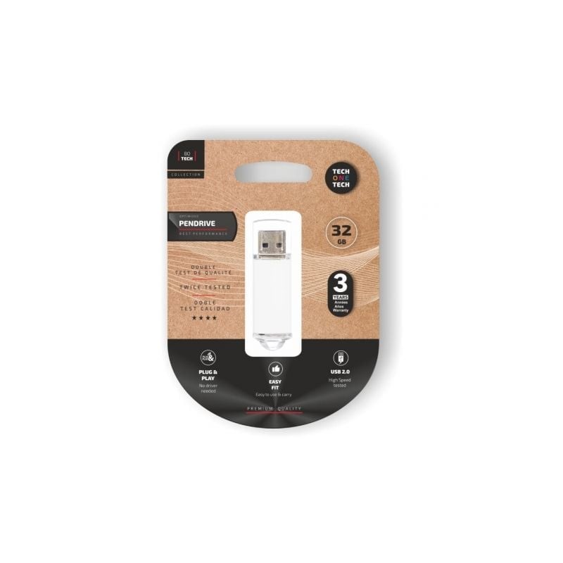 Pendrive 32GB Tech One Tech Basic USB 2-0- Blanco