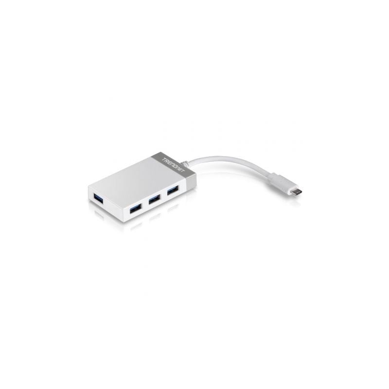 Hub USB Tipo-C Trendnet TUC-H4E- 4xUSB- Blanco y Gris