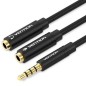 Cable Estéreo Vention BBVBY- Jack 3-5 Macho - 2x Jack 3-5 Hembra- 30cm- Negro