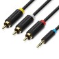 Cable Estéreo Vention BCBBG- Jack 3-5 Macho - 3x RCA Macho- 1-5m- Negro