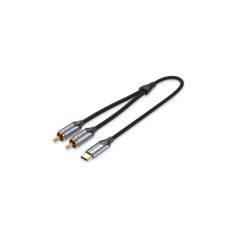 Cable Conversor Vention BGUHG- 2x RCA Macho - USB Tipo-C Macho- 1-5m- Gris