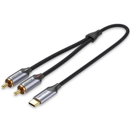 Cable Conversor Vention BGUHG- 2x RCA Macho - USB Tipo-C Macho- 1-5m- Gris