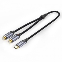 Cable Conversor Vention BGVHG- 2x RCA Hembra - USB Tipo-C Macho- 1-5m- Gris