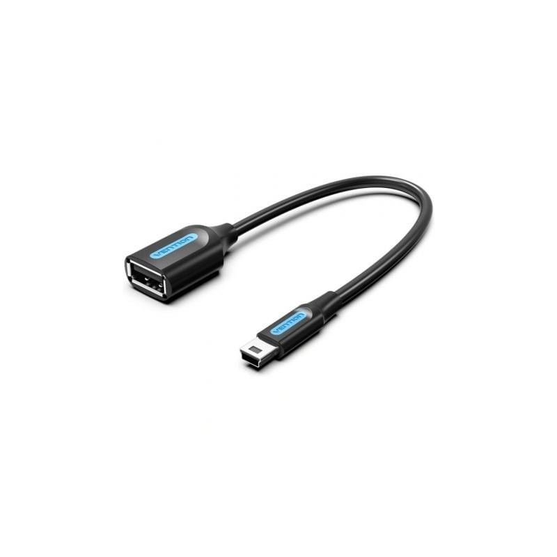 Cable USB 2-0 Vention CCUBB- USB Mini-B Macho - USB Hembra- 480Mbps- 15cm- Negro