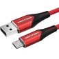 Cable USB 2-0 Vention COARG- USB Macho - MicroUSB Macho- Hasta 60W- 480Mbps- 1-5m- Rojo