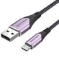 Cable USB 2-0 Vention COAVH- USB Macho - MicroUSB Macho- Hasta 60W- 480Mbps- 2m- Purpura