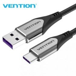 Cable USB 2-0 Tipo-C Vention COFHG- USB Tipo-C Macho - USB Macho- Hasta 100W- 480Mbps- 1-5m- Gris