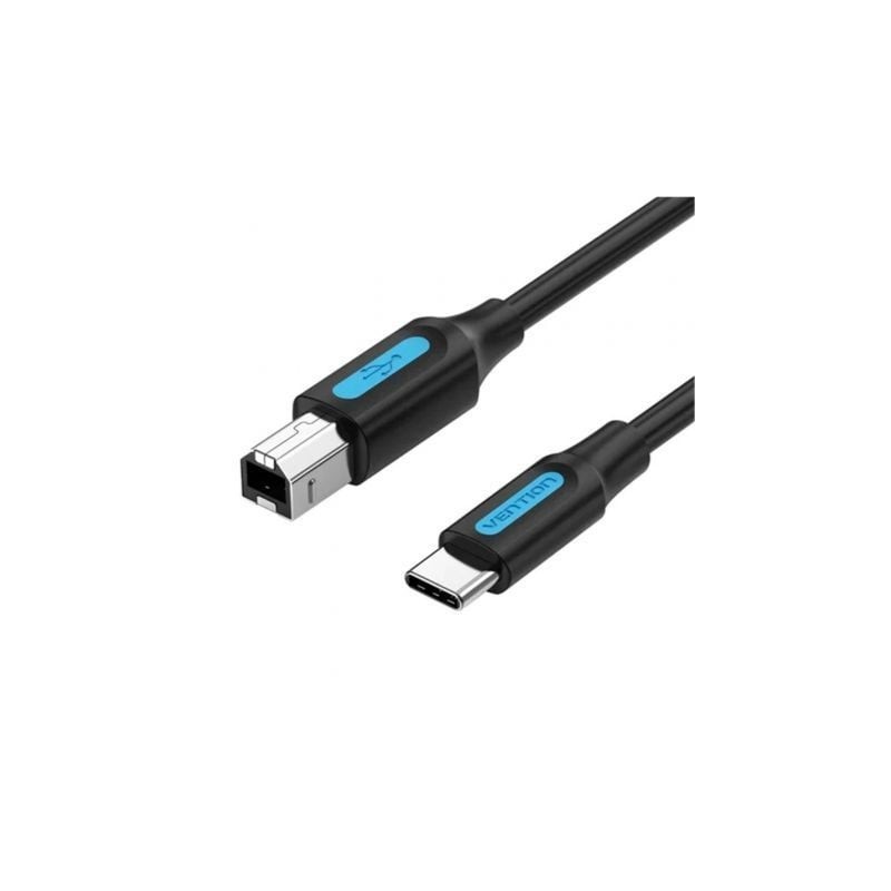 Cable USB 2-0 Tipo-C Vention CQUBH- USB Tipo-B Macho - USB Tipo-C Macho- 480Mbps- 2m- Negro