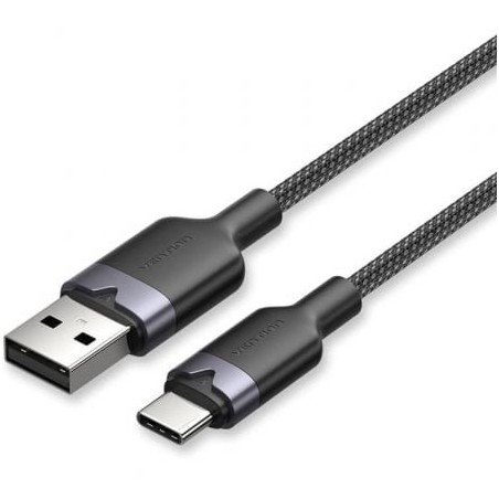 Cable USB 2-0 Tipo-C Vention CTNBF- USB Tipo-C Macho - USB Macho- Hasta 60W- 480Mbps- 1m- Negro