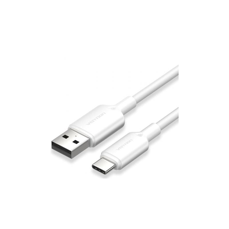 Cable USB 2-0 Tipo-C Vention CTQWF- USB Tipo-C Macho - USB Macho- Hasta 60W- 480Mbps- 1m- Blanco