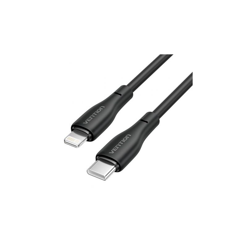 Cable USB Tipo-C Lightning Vention H28BF- USB Tipo-C Macho - Lightning Macho- 27W- 480Mbps- 1m- Negro