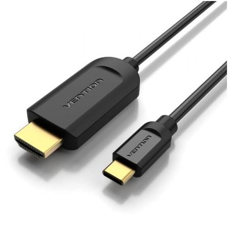 Cable Conversor HDMI 1-4 4K Vention CGUBG- USB Tipo-C Macho - HDMI Macho- 1-5m- Negro