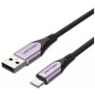 Cable USB 2-0 Lightning Vention LABVF- USB Macho - Lightning Macho- 1m- Morado