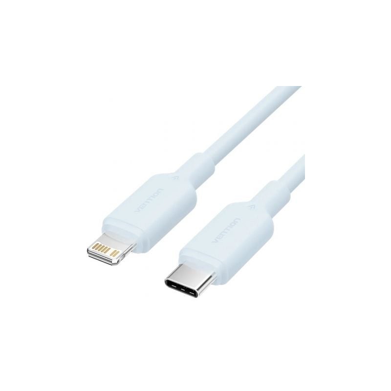 Cable USB 2-0 Tipo-C Lightning Vention LAKSH- USB Tipo-C Macho - Lightning Macho- Hasta 27W- 480Mbps- 2m- Azul