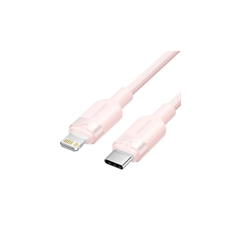 Cable USB Tipo-C Lightning Vention LALPF- USB Tipo-C Macho - Lightning Macho- 27W- 480Mbps- 1m- Rosa