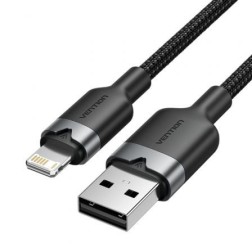 Cable USB Lightning Vention LANBH- USB Macho - Lightning Macho- 480Mbps- 2m- Negro