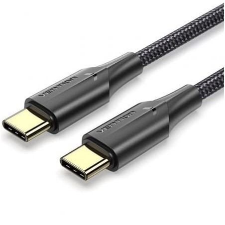 Cable USB 2-0 Tipo-C 3A Vention TAUBD- USB Tipo-C Macho - USB Tipo-C Macho- Hasta 60W- 480Mbps- 50cm- Negro