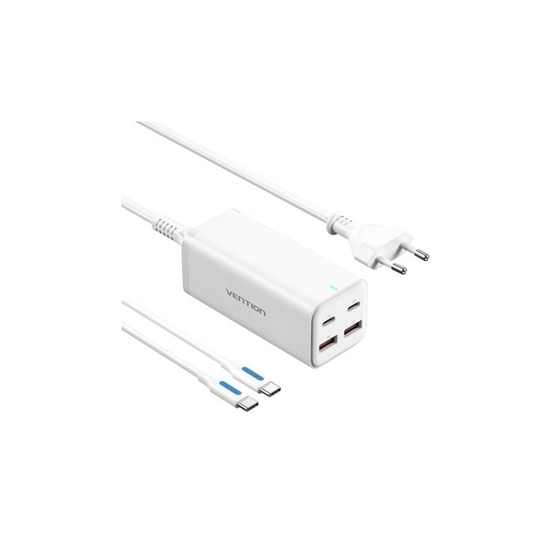 Cargador de Pared Vention FBSWG-EU- 2xUSB Tipo-C + Cable USB Tipo-C- 2xUSB- 100W