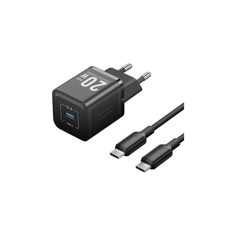 Cargador Gan de Pared Vention TZ-FEPB0-EU-01- 1xUSB Tipo-C + Cable USB Tipo-C- 20W