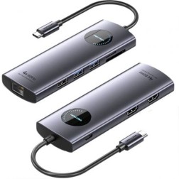 Docking USB Tipo-C Vention TQVHB- 2xHDMI- 3xUSB- 1xRJ45- 1xLector de Tarjetas- 1xUSB Tipo-C PD- Gris