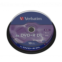 DVD+R Doble Capa Verbatim Advanced AZO 8X- Tarrina-10uds