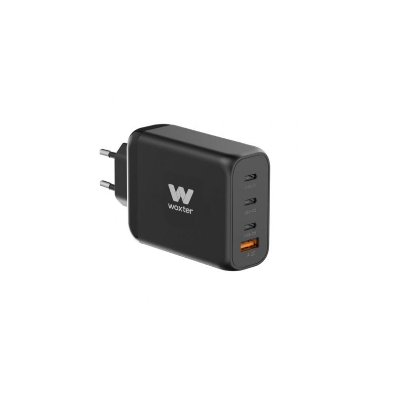 Cargador Gan de Pared Woxter PE26-177- 3xUSB Tipo-C- 1xUSB- + Cable USB Tipo-C- 100W