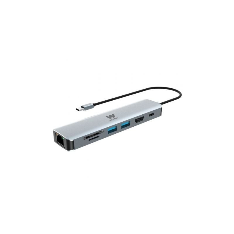 Docking USB Tipo-C Woxter PE26-181- 1xHDMI- 2xUSB- 1xLector de Tarjetas- 1xRJ45- 1xMicroUSB- Gris