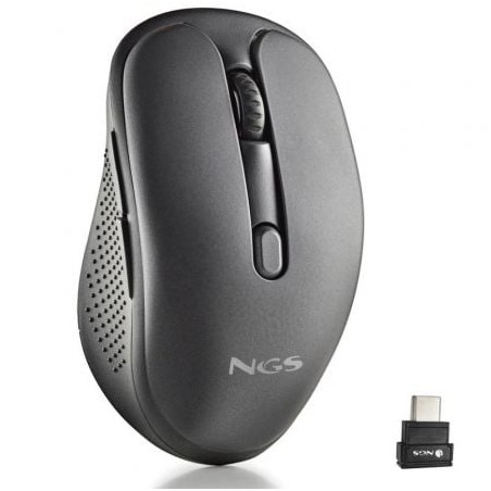 Ratón Inalámbrico NGS Evo Jot silencioso- Batería recargable- Hasta 1600 DPI- Negro