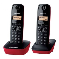 Teléfono Inalámbrico Panasonic KX-TG1612- Pack DUO- Negro y Rojo