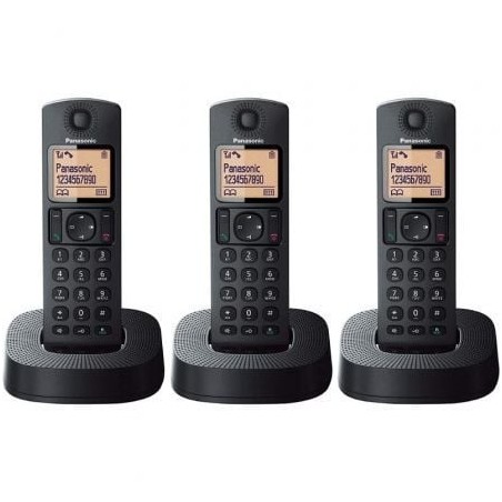 Teléfono Inalámbrico Panasonic KX-TGC313SP- Pack TRÍO- Negro