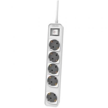 Regleta con Interruptor Philips CHP2154W-10- 5 Tomas de corriente- Cable 1-5m- Blanco