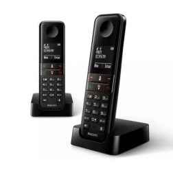 Teléfono Inalámbrico Philips D4702B-34- Pack DUO- Negro