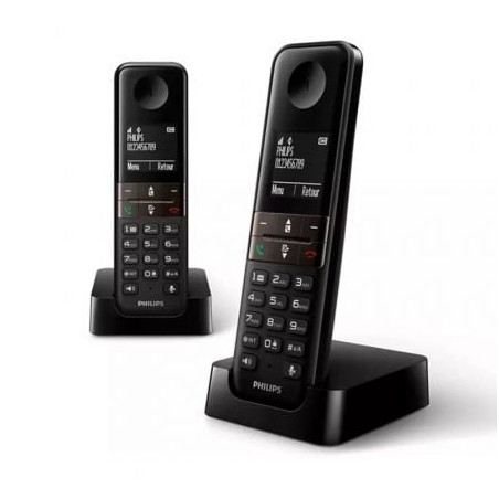 Teléfono Inalámbrico Philips D4702B-34- Pack DUO- Negro