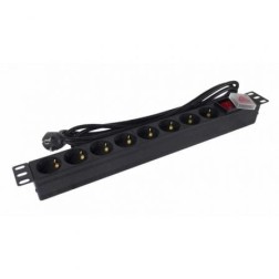 Regleta con Interruptor Phasak BNS 1520- 8 Tomas de Corriente- Cable 3m- Negro