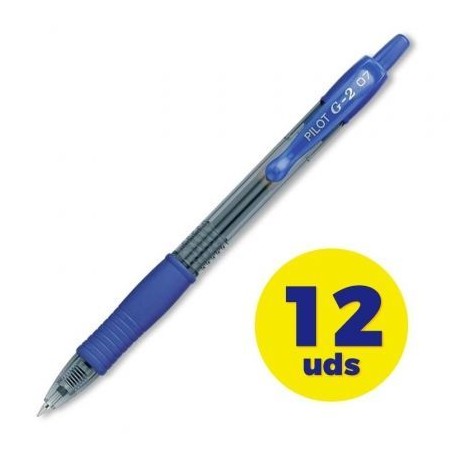 Caja de Bolígrafos de Tinta de Gel Retráctil Pilot G-2- 12 unidades- Azules