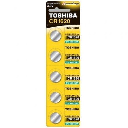 Pack de 5 Pilas de Botón Toshiba CR1620- 3V