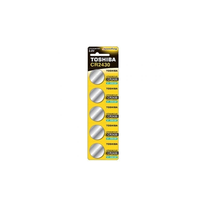 Pack de 5 Pilas de Botón Toshiba CR2430- 3V- Alcalinas