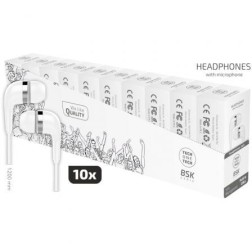 Pack 10 Auriculares Intrauditivos Tech One TEC2955- con Micrófono- Jack 3-5- Blancos